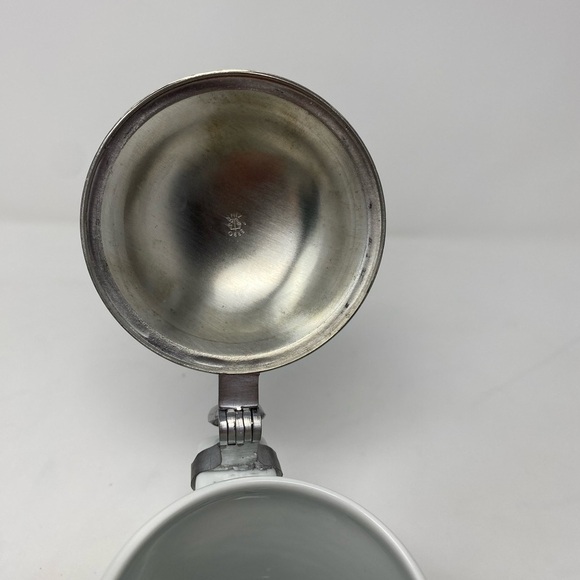 Vintage Ceramic Saint Florian beerstein from Germany with Pewter Lid - Picture 7 of 9